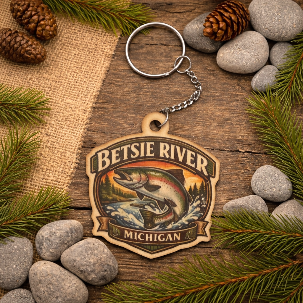 Betsie River Michigan Keychain with custom text