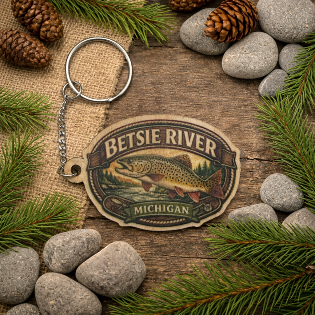 Betsie River Michigan Keychain with custom text