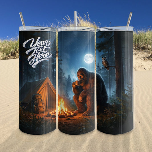 20oz Personalized Bigfoot Camping Dye Sublimation Tumbler