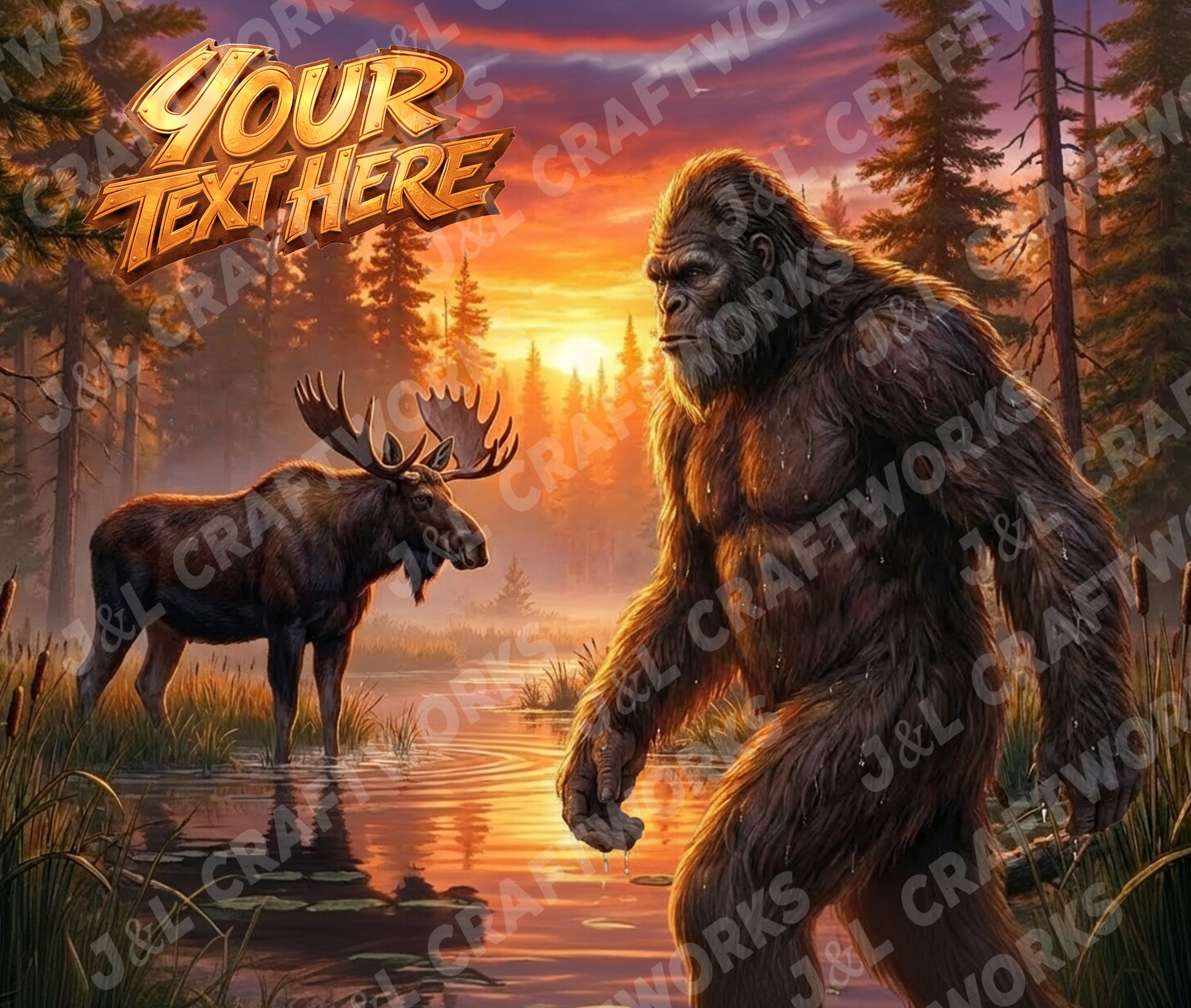 20oz Personalized Bigfoot & Moose Dye Sublimation Tumbler