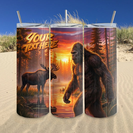 20oz Personalized Bigfoot & Moose Dye Sublimation Tumbler