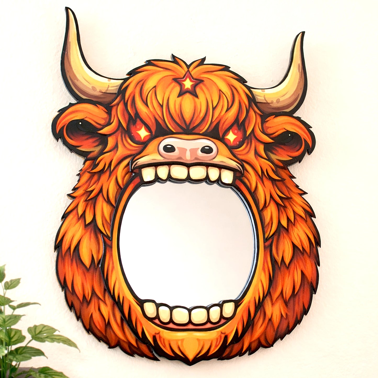 Highland Cow Mirror Wall Art