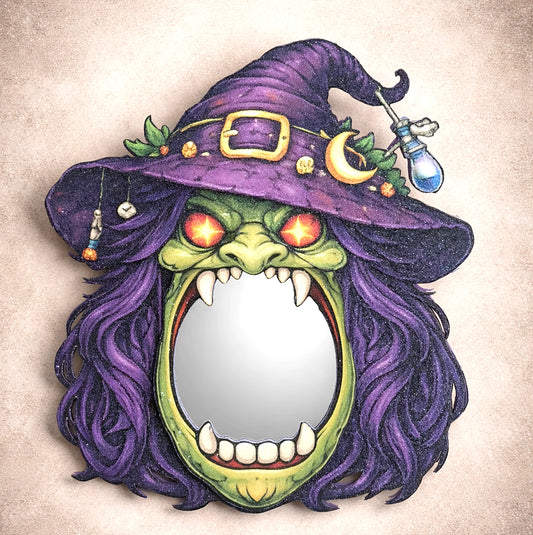 Glittery Witch Mirror Wall Art
