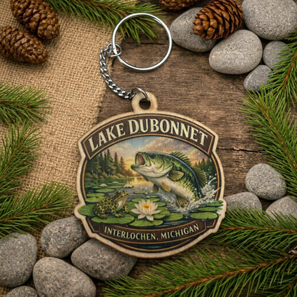 Lake Dubonnet Michigan Keychain with custom text