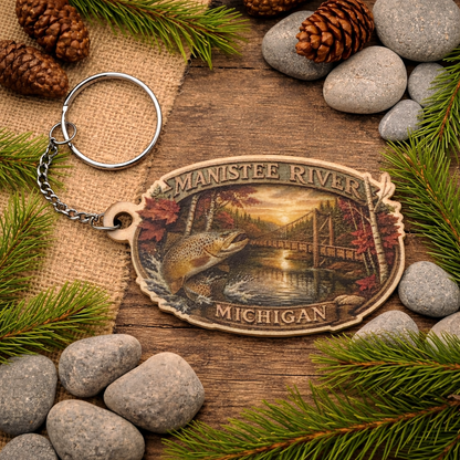 Manistee River Michigan Keychain with custom text