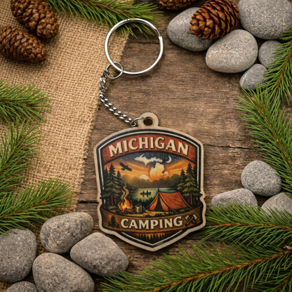 Michigan Camping Keychain with custom text
