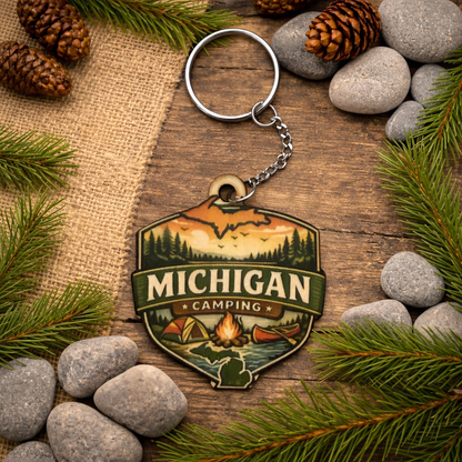 Michigan Camping Keychain with custom text