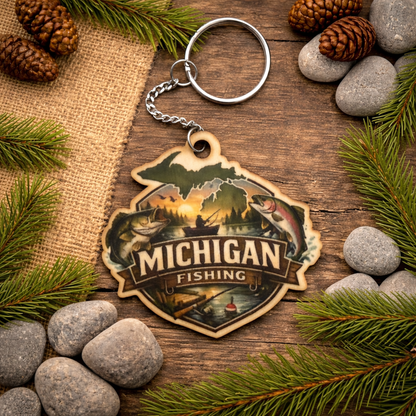 Michigan Fishing Keychain with custom text