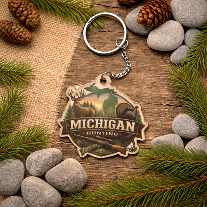 Michigan Hunting Keychain with custom text