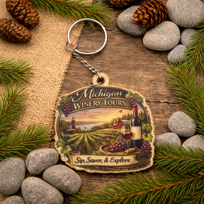 Michigan Winery Tours Keychain with custom text