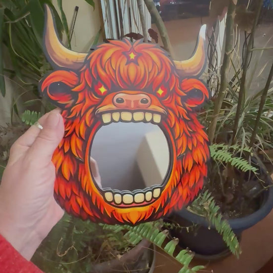 Highland Cow Mirror Wall Art